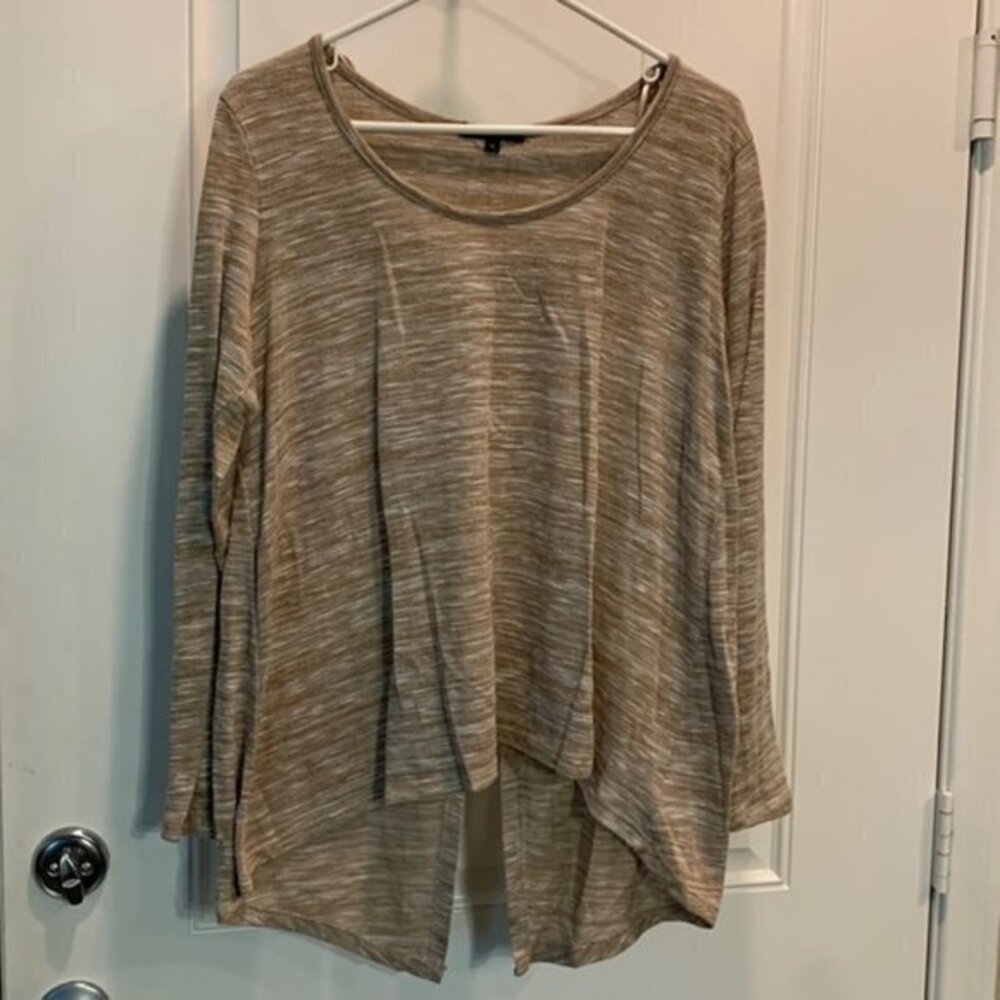 Women's Ambiance Tan L/S Knit Pullover Shirt Blouse Size 1XL GUC #0397